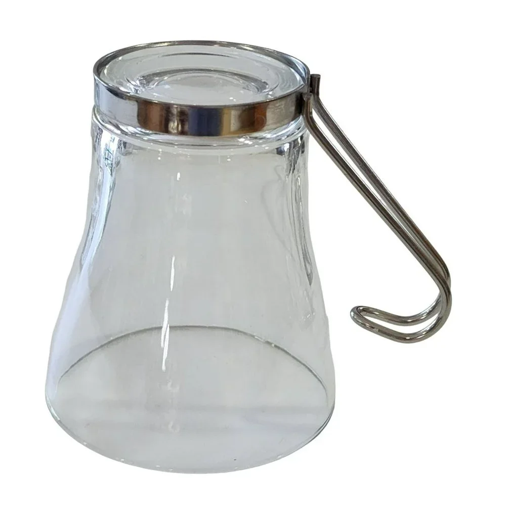 Vintage Clear Glass Cappuccino Expresso Tea Cup Coffee Mug Set of 7 Metal Handle